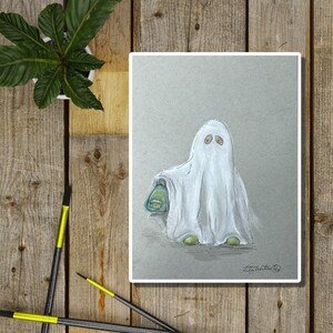 Ghost Art, Kids Costume Art, Halloween Art, Spooky Art, Art Print, Gouache Print
