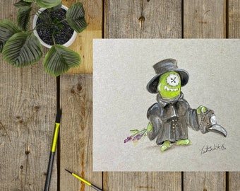 Plague Doctor Art, Halloween Art, Monster Art, Originele Kunst, Gouache Art