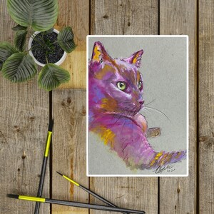 Cat Art, Cat Print, Cat Lover, Cat Owner, Cottagecore, Art Print, Gouache Print