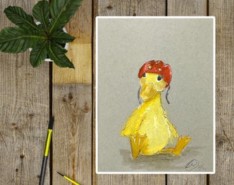 Duck Art, Craniofacial, Helmet Print, Duck Print, Art Print, Gouache Art
