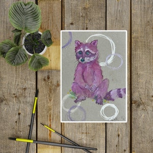 Raccoon Art, Raccoon Print, Trash Panda, Wildlife Art, Art Print, Gouache Print
