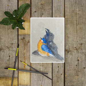 Baby Bird Print, Bird Art, Crow Print, Art Print, Gouache Art