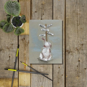 Bunny Art, Rabbit Painting, CottageCore, Inspirational Art, original Art, Gouache Painting