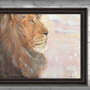 Löwe Print Leinwandpapier Acryldruck Natur Kunst Geschenk - Geburtstagsideen - Geschenk für Ihn