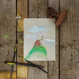 Flea Art, Bug Painting, Original Art, Gouache Painting, Funny Art