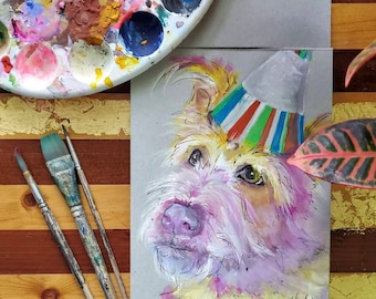 Custom Pet Portrait, Gouache Pet Painting, Dog Portrait, Cat Portrait, Hamster Portrait, Pet Lover Gift