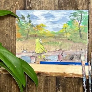 Little Monster Art, Gouache Painting, Cottagecore Art, Original Art
