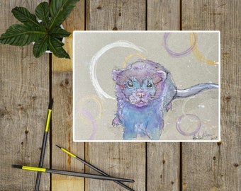 Ferret Print, ferret Lover Gift, Ferret Art, Art Print, Gouache Art
