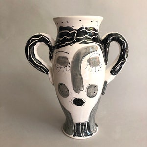 13” B&W Lady Vase