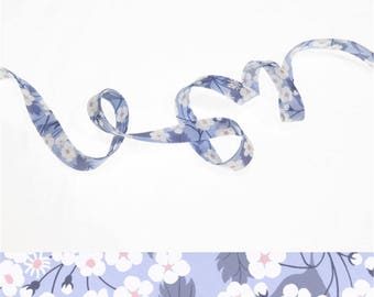Biais Liberty Mitsi Jacinthe bleue  x 50 cm, ruban Tana Lawn pour bracelet , bijoux, couture...