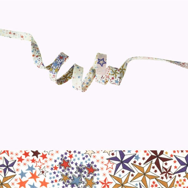 Biais Liberty Adelajda Multicolore x 50 cm, biais Liberty étoiles, ruban Tana Lawn pour bracelet , bijoux, couture...