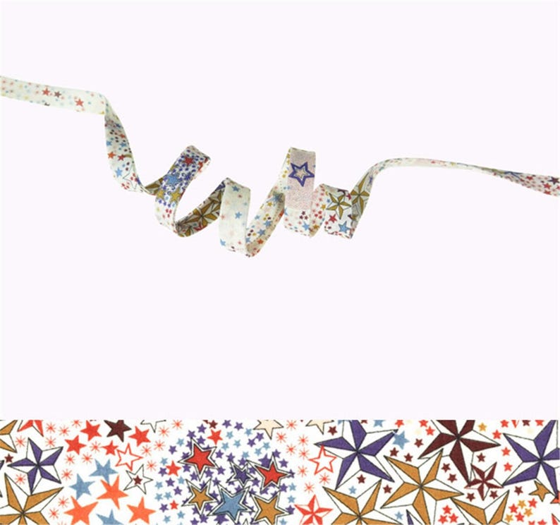 Biais Liberty Adelajda Multicolore x 50 cm, biais Liberty étoiles, ruban Tana Lawn pour bracelet , bijoux, couture... image 1