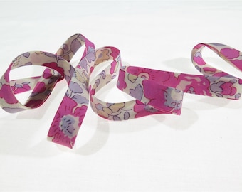 Biais Liberty Betsy - Bougainvillée x 50 cm, ruban Tana Lawn pour bracelet , bijoux,