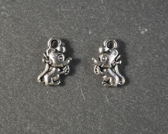 Set of 2 silver mouse charms