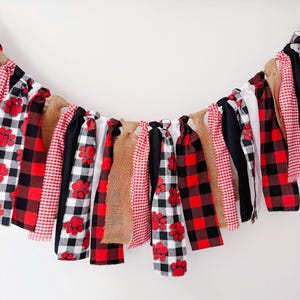 Custom Fabric Garland Banner |Red Black White | Graduation Decor | Team Color | Tailgate Decor