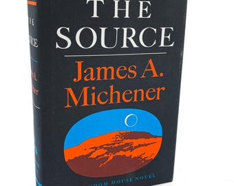 The Source by James A. Michener [FIRST EDITION] 1965 • Later Hardcover Printing w. Rare Black & Gold Variant!