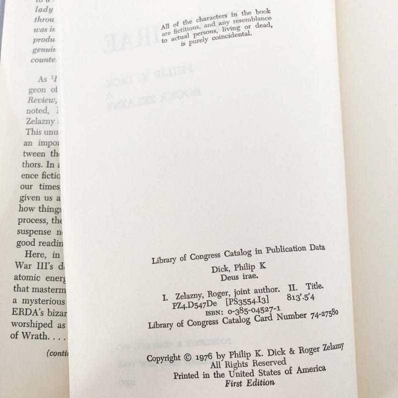 Deus Irae de Philip K. Dick y Roger Zelazny [PRIMERA EDICIÓN] Primera impresión // 1976 // Doubleday // Tapa dura imagen 9