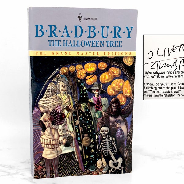 SIGNED! The Halloween Tree by Ray Bradbury [1981 PAPERBACK] • Bantam Spectra • Grand Master Edition •  Horror! •  Autographjed