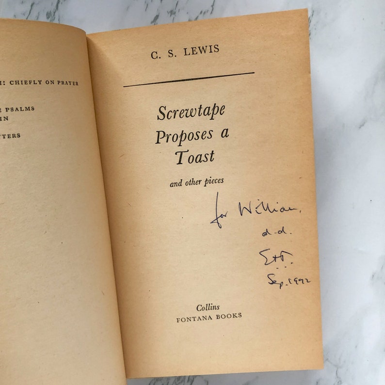 Screwtape Proposes a Toast &amp; Other Pieces by C.S. Lewis 1965 - Etsy