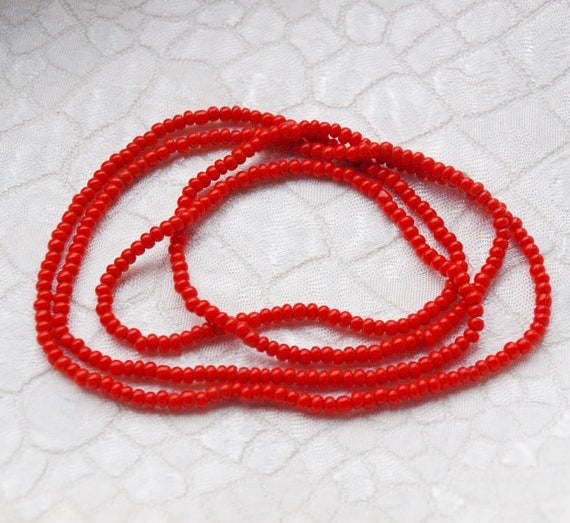 Red beaded necklace Minimalist red necklace Red b… - image 1