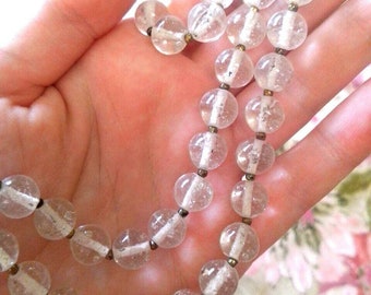 Crystal bead necklace Glass bead necklace vintage clear glass necklace Glass bable necklace Hollow glass necklace Transparate necklace