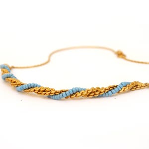 Vintage Gold Chain Necklace: Retro Beaded Choker, 16.1 Inch