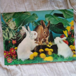 Vintage Karte 3D Karte Alte Karte Karte mit Hasen Hasenkarte Hasenkarte Alte Modekarte Bunte Karte Tierkarte Haustier-Karte Vintage Kunst