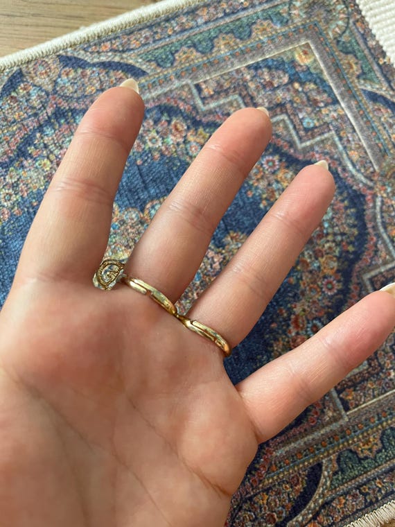 Gold Key Statement Ring: Crystal Double Finger Ri… - image 2