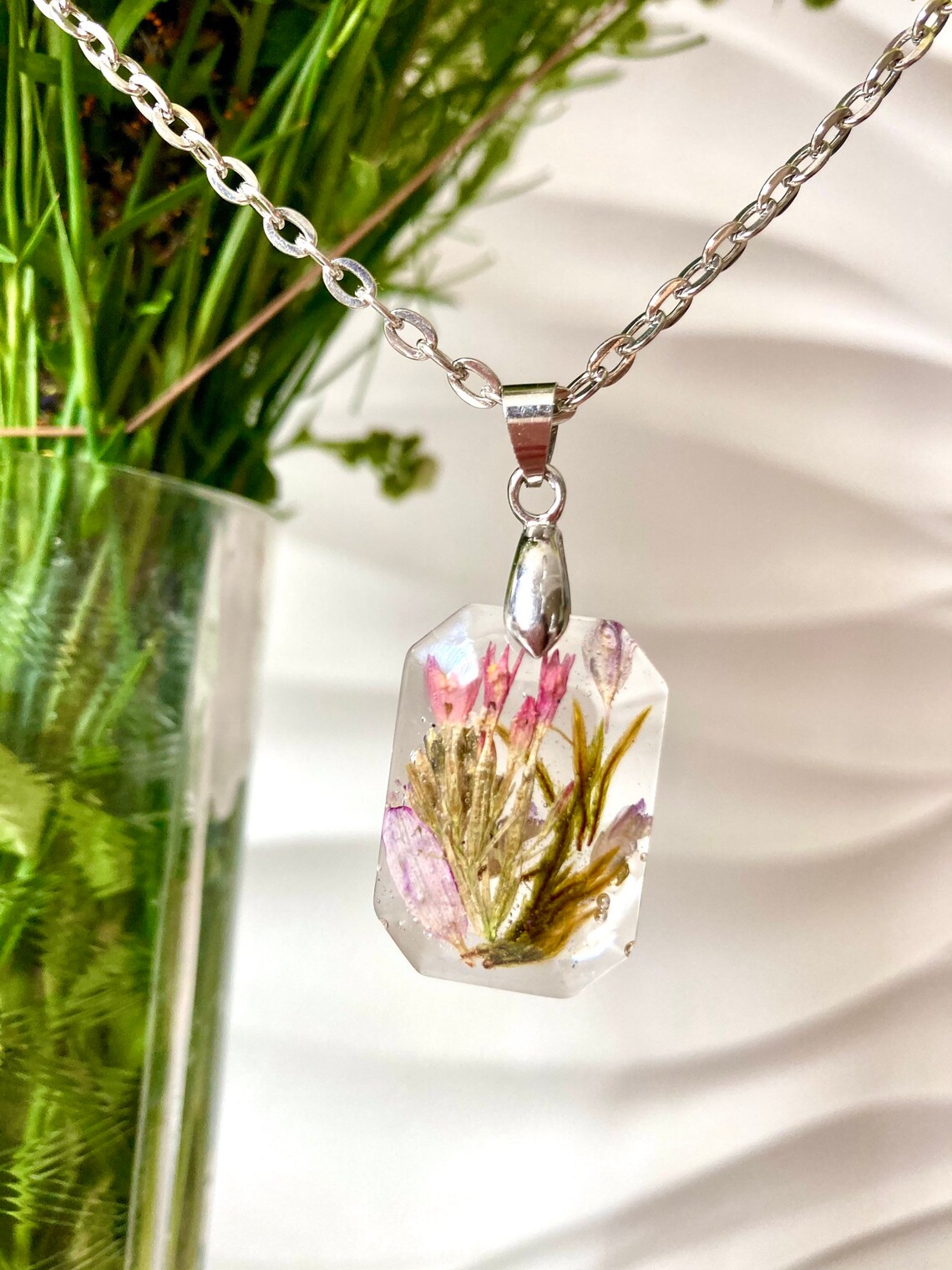 Dried herb jewelry Dried plant jewelry Resin plant jewelry Etsy