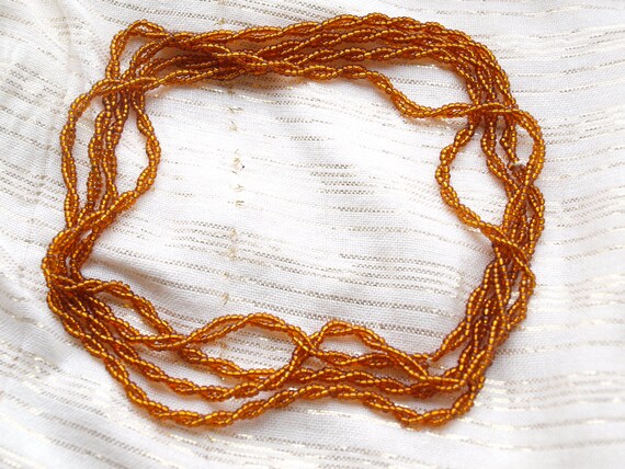 Golden beaded necklace Long beaded necklace Vinta… - image 4