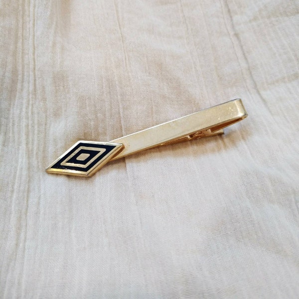 Vintage gold tie pin Mens jewelry Vintage tie clip Unique tie clip Vintage gift for man Formal accessories Vintage retro mod Tie clip golden