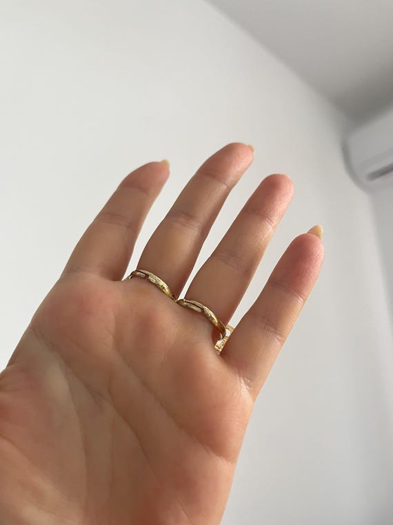 Gold Key Statement Ring: Crystal Double Finger Ri… - image 8