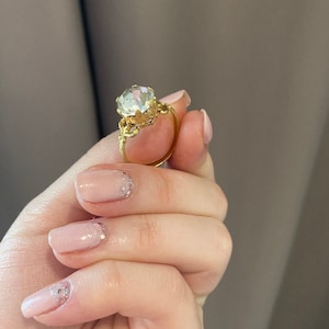 Victorian ring Vintage voctorian ring Golden plated ring Zirconia ring Zirconia stone ring Zircon ring Gold zirconia ring 6 size gold ring