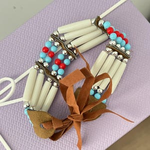 Southwestern Beaded Bracelet: Turquoise & Red Accent Boho Jewelry
