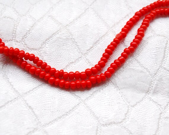 Red beaded necklace Minimalist red necklace Red b… - image 3