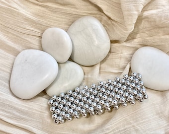 Silver vintage bracelet Beaded silver bracelet Vintage metallic bracelet Classy silver jewellery Adjustable silver bracelet Cute bracelet
