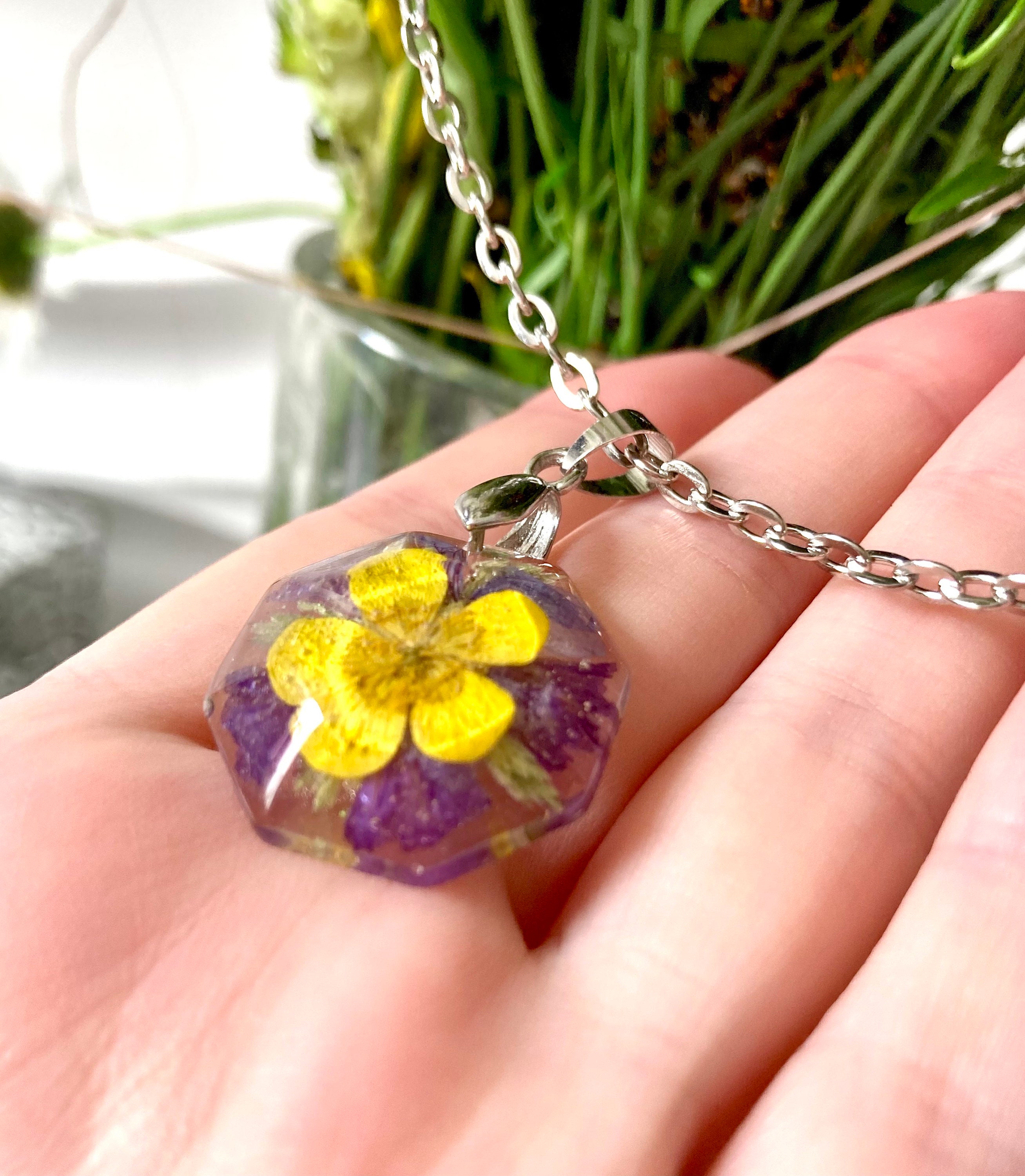 Dried Flower Jewelry Terrrarium Necklace Dried Herb Jewelry Real Plant