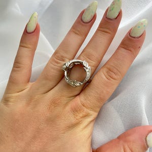 Architectural Silver Statement Ring: Art Deco Futuristic Jewelry