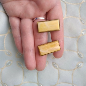 Vintage Yellow Stone Cufflinks: 1970s USSR Gift
