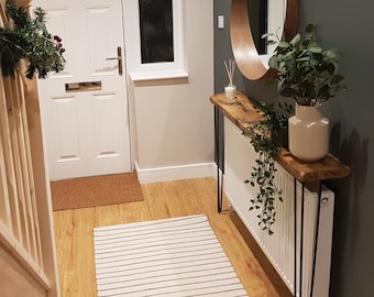 Hand-made Rustic Radiator Cover with Black Three Pin Hairpin Legs. (Hallway Table / Radiator Table / Console Table)