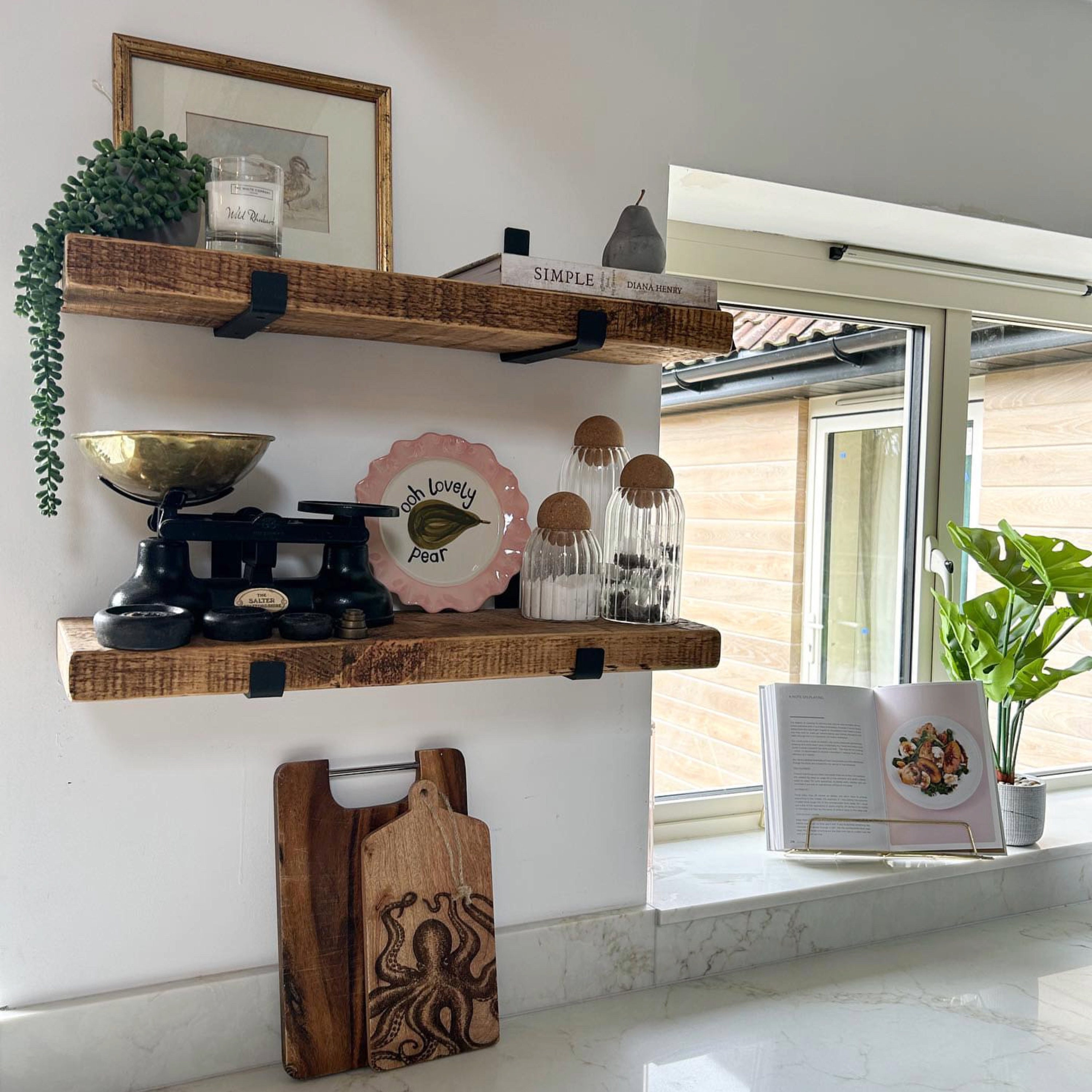 Handmade Solid Wood Rustic Shelf with...