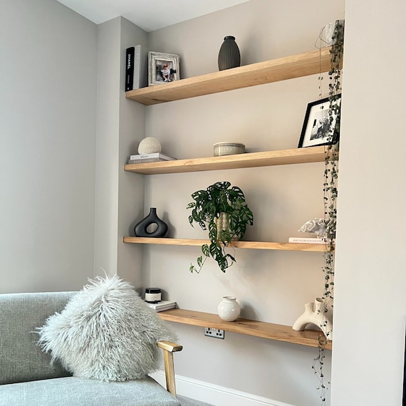Solid Oak, Hand-made Alcove Shelf. (Living Room Shelf / Nook Shelf / Wooden Shelf / Oak Shelf)