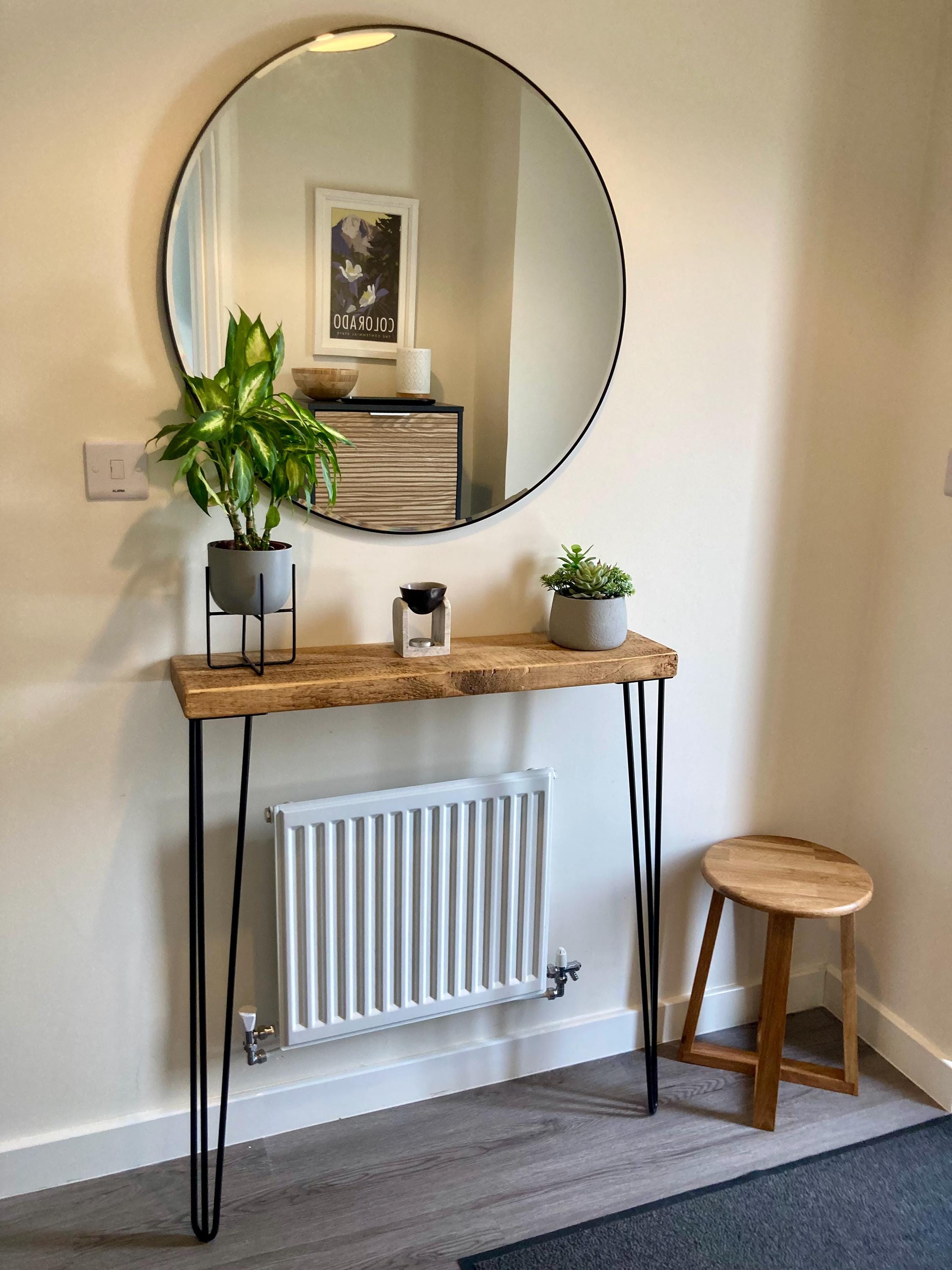 Hand-made Rustic Console Table with B...