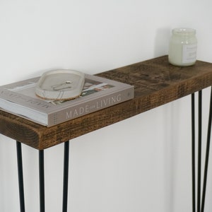 Omni Rustic Console Table with Black 3 Pin Hairpin Legs. Hallway Table / Radiator Table / Radiator Cover image 6