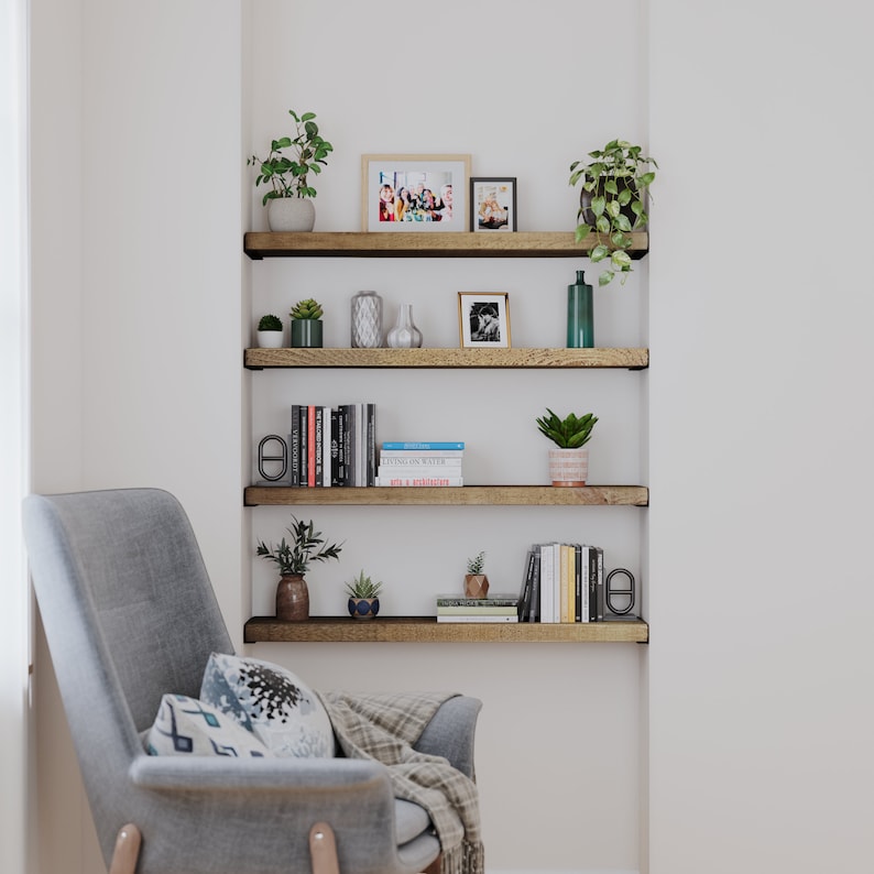 Rustic, Handmade Alcove Shelf. (Living Room Shelf / Nook Shelf / Wooden Shelf) Light Rustic