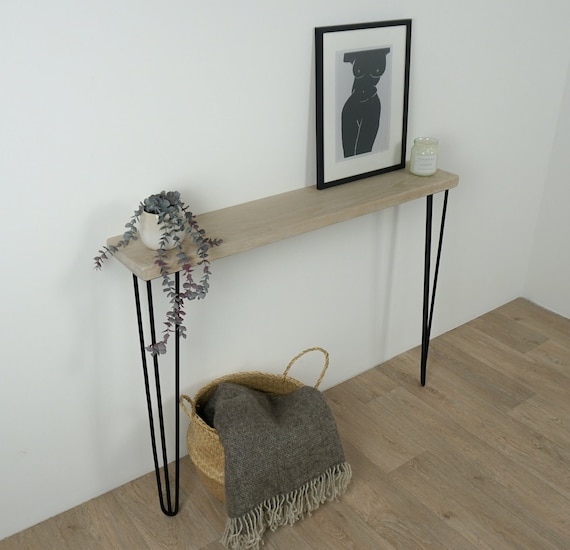 Black Narrow Console Table with Hairpin Legs - Perfect for Small Spaces