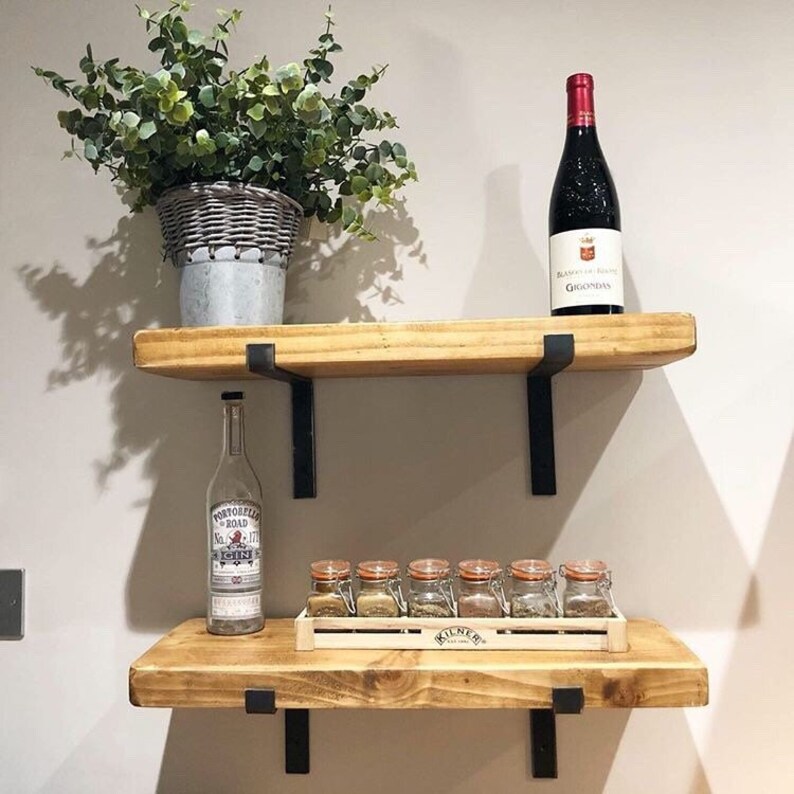 Rustic Chunky Shelf with Brackets & Fixings Free Delivery Etsy