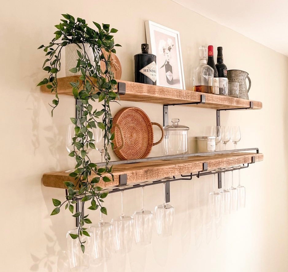 Kitchen shelf with wine glass rack hotsell