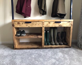Fortis Rustic Coat and Shoe Rack - Etsy