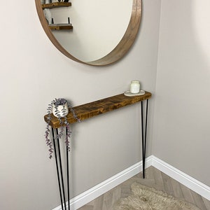 Omni Rustic Console Table with Black 3 Pin Hairpin Legs. Hallway Table / Radiator Table / Radiator Cover image 7